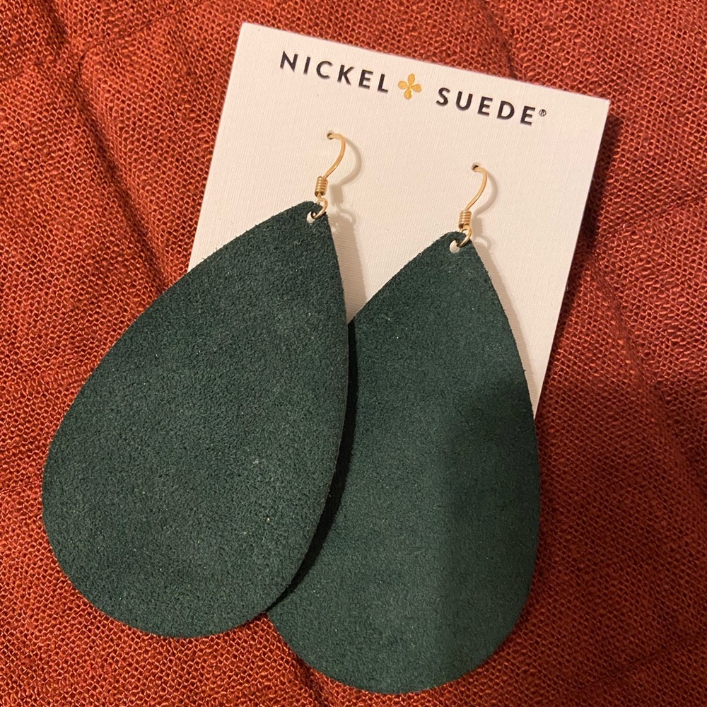 Nickel & Suede dark green suede earrings